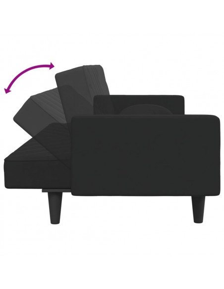 Set di Divani 2 pz con Cuscini Nero in Velluto