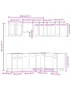 Set di Mobili da Cucina 11 pz Legno Antico in Truciolato