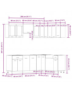 Set di Mobili da Cucina 11 pz Rovere Artigianale Truciolato