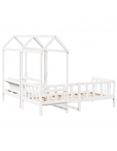 Set Dormeuse e Panca con Tetto Bianco 80x200cm Massello Pino