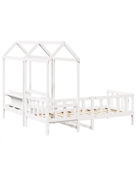 Set Dormeuse e Panca con Tetto Bianco 80x200cm Massello Pino