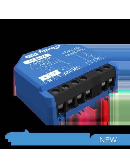 Shelly 1 Gen 3 - Smart Relay 16A AC/DC WiFi/BT + cont. pulito