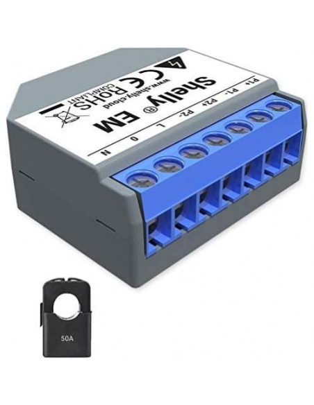 Shelly EM - Modul contatore energia Wi-Fi+pinza contatto 50A