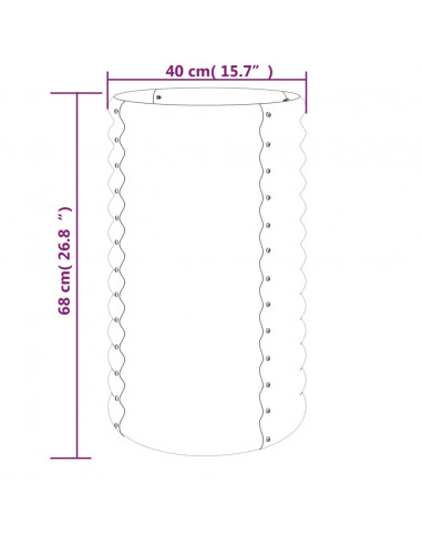 Vaso da Giardino Acciaio Verniciato a Polvere 40x40x68cm Grigio