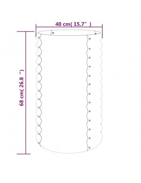 Vaso da Giardino Acciaio Verniciato a Polvere 40x40x68cm Grigio