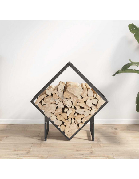 Rastrelliera per Legna da Ardere Nera 60x25x60 cm