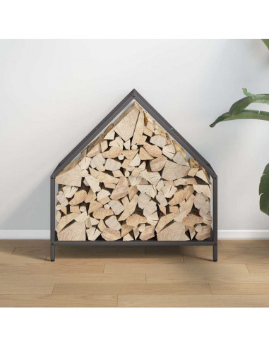 Rastrelliera per Legna da Ardere Nera 60x25x60 cm