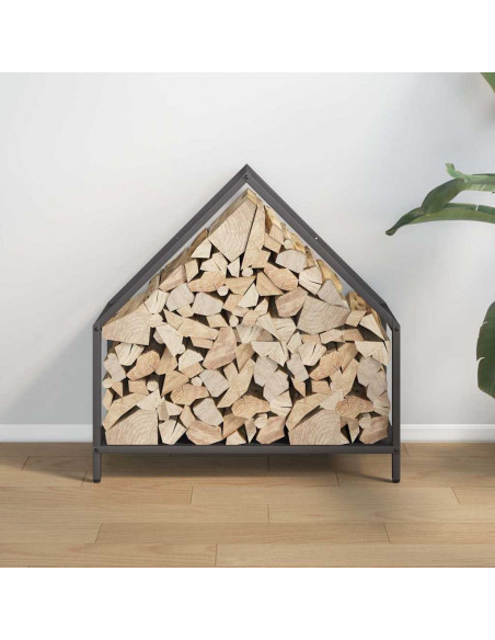 Rastrelliera per Legna da Ardere Nera 60x25x60 cm