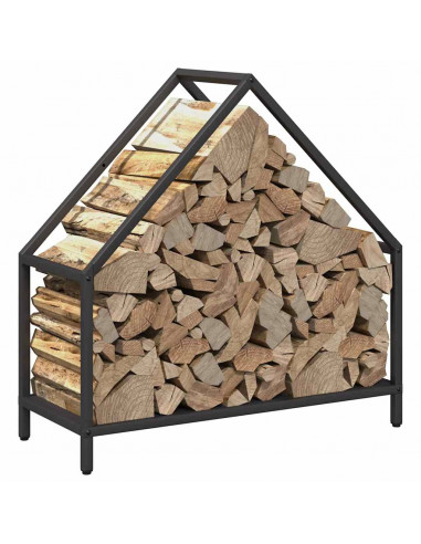 Rastrelliera per Legna da Ardere Nera 60x25x60 cm