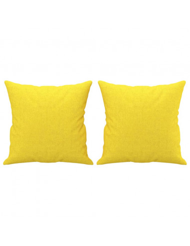 Set di Divani 4 pz con Cuscini Giallo Chiaro in Tessuto