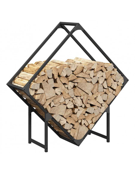 Rastrelliera per Legna da Ardere Nera 80x25x80 cm