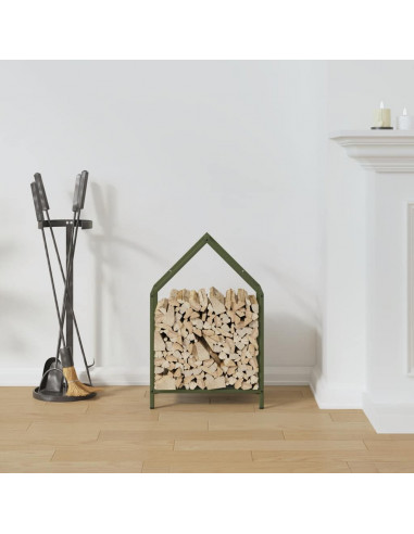 Rastrelliera per Legna da Ardere Verde Oliva 40x25x60 cm