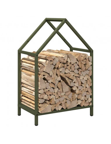 Rastrelliera per Legna da Ardere Verde Oliva 40x25x60 cm