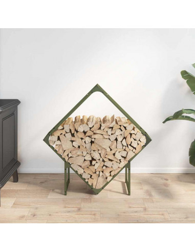 Rastrelliera per Legna da Ardere Verde Oliva 80x25x80 cm