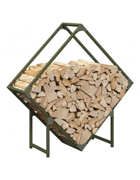 Rastrelliera per Legna da Ardere Verde Oliva 80x25x80 cm