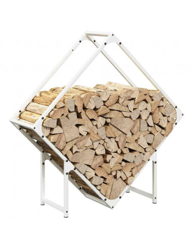 Rastrelliera per Legna da Ardere Bianca 80x25x80 cm