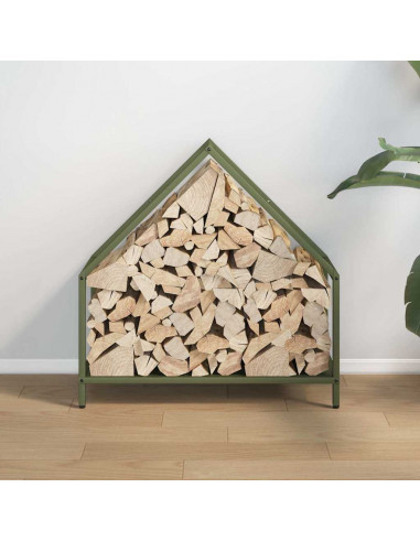 Rastrelliera per Legna da Ardere Verde Oliva 60x25x60 cm