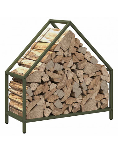 Rastrelliera per Legna da Ardere Verde Oliva 60x25x60 cm