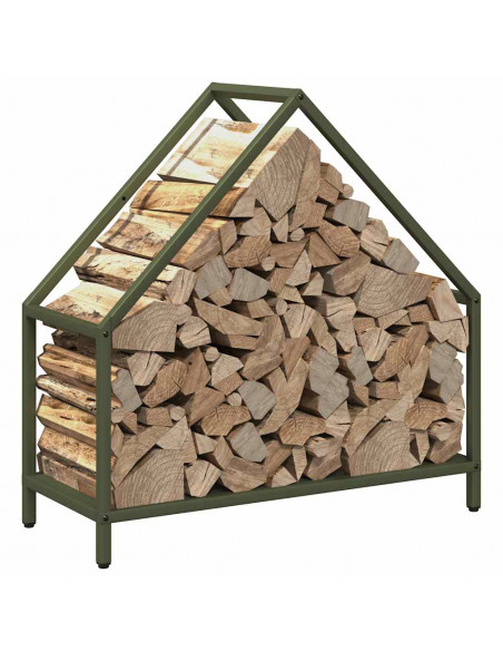 Rastrelliera per Legna da Ardere Verde Oliva 60x25x60 cm