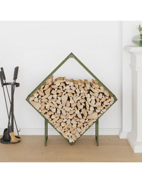 Rastrelliera per Legna da Ardere Verde Oliva 100x25x100 cm