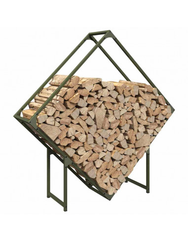 Rastrelliera per Legna da Ardere Verde Oliva 100x25x100 cm