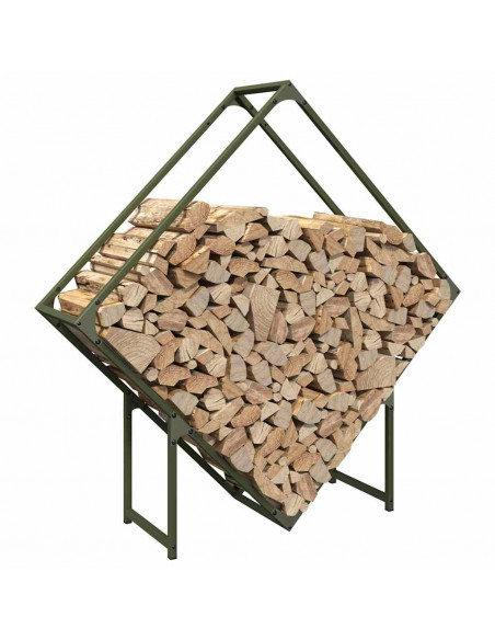 Rastrelliera per Legna da Ardere Verde Oliva 100x25x100 cm