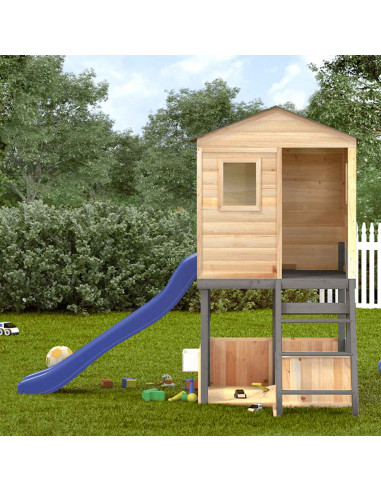 Set da Gioco da Esterno in Legno Massello di Abete Grigio Scuro