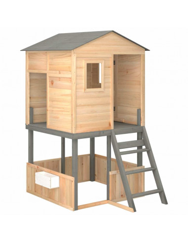 Set da Gioco da Esterno in Legno Massello di Abete Grigio Scuro