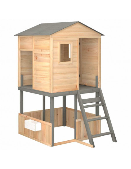 Set da Gioco da Esterno in Legno Massello di Abete Grigio Scuro
