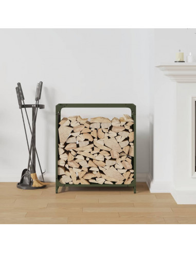 Rastrelliera per Legna da Ardere Verde Oliva 60x28x65 cm