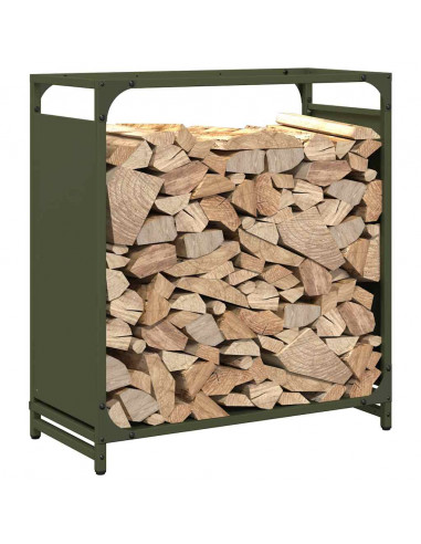 Rastrelliera per Legna da Ardere Verde Oliva 60x28x65 cm