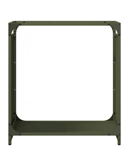 Rastrelliera per Legna da Ardere Verde Oliva 60x28x65 cm