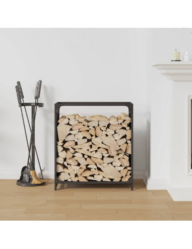 Rastrelliera per Legna da Ardere Nera 60x28x65 cm