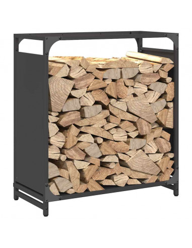 Rastrelliera per Legna da Ardere Nera 60x28x65 cm