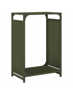 Rastrelliera per Legna da Ardere Verde Oliva 44x28x65 cm 2
