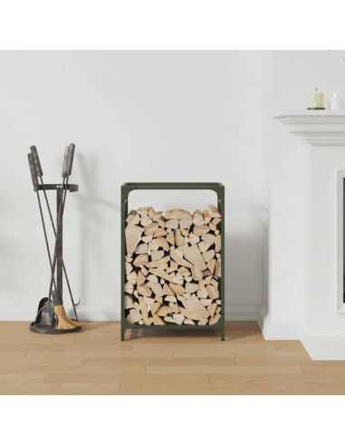 Rastrelliera per Legna da Ardere Verde Oliva 44x28x65 cm