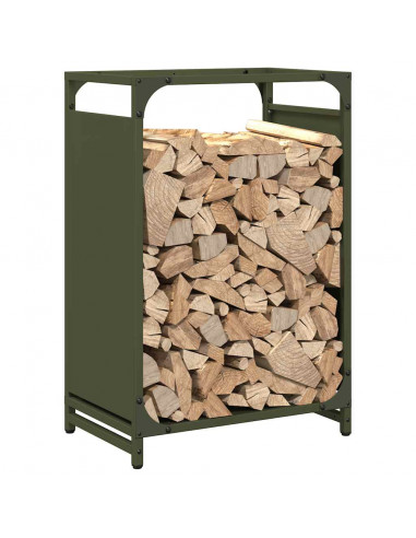 Rastrelliera per Legna da Ardere Verde Oliva 44x28x65 cm