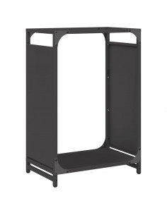 Rastrelliera per Legna da Ardere Nera 44x28x65 cm 2