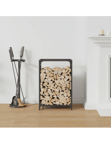 Rastrelliera per Legna da Ardere Nera 44x28x65 cm