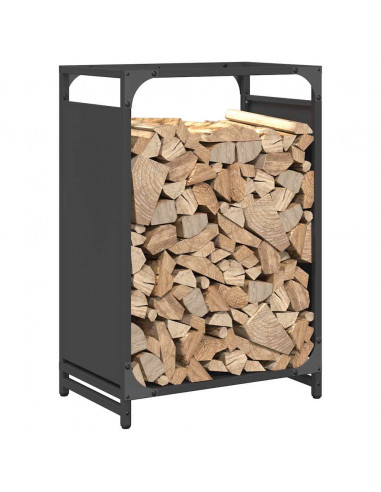 Rastrelliera per Legna da Ardere Nera 44x28x65 cm