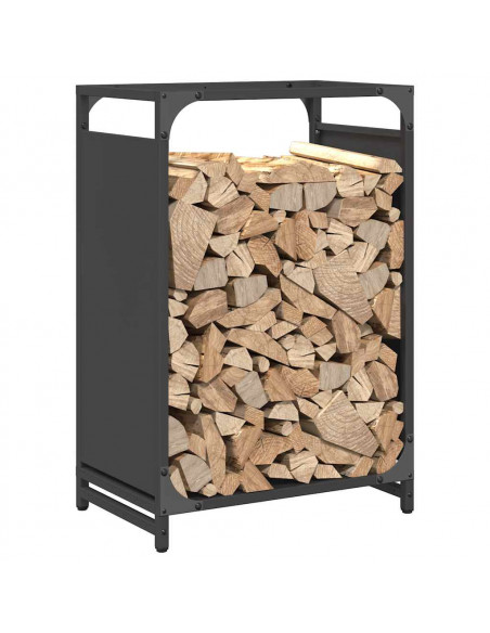 Rastrelliera per Legna da Ardere Nera 44x28x65 cm
