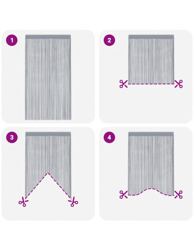 Tende a fili 2 pz Antracite 100x250 cm