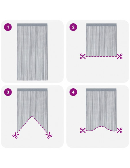 Tende a fili 2 pz Antracite 100x250 cm