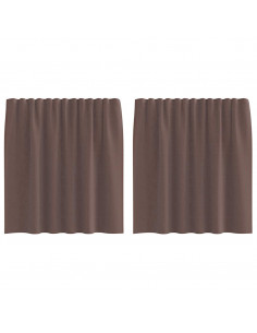 Tende in Voile con Linguetta 2 pz Marrone 2