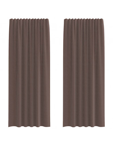 Tende in Voile con Linguetta 2 pz Marrone