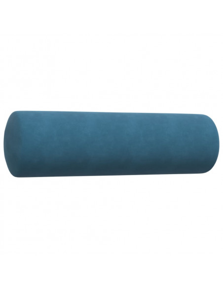 Set di Divani 3 pz con Cuscini e Rinforzi Blu in Velluto
