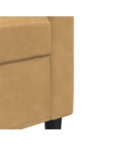 Set di Divani 3 pz con Cuscini e Rinforzi Marrone in Velluto