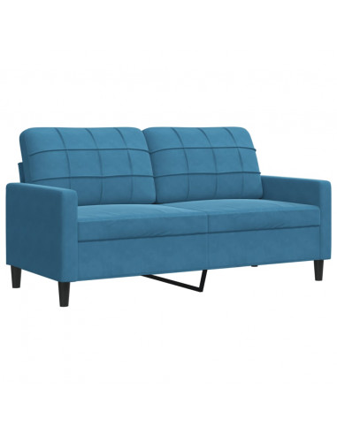 Set di Divani 3 pz con Cuscini Blu in Velluto