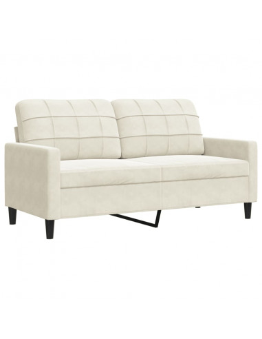 Set di Divani 3 pz con Cuscini Crema in Velluto