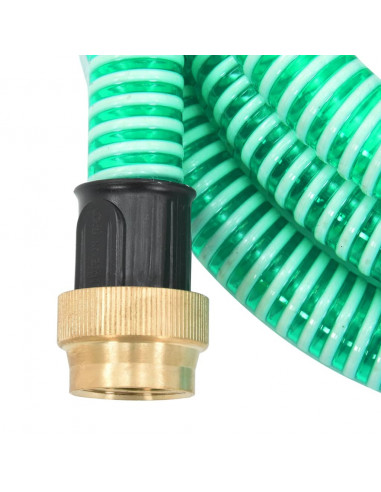Tubo di Aspirazione con Raccordi in Ottone Verde 1,1" 3 m PVC